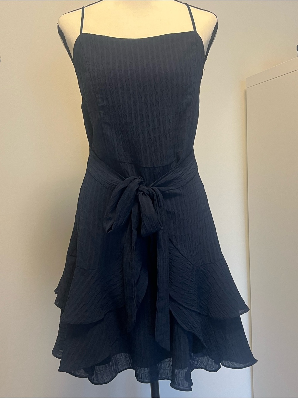 Navy‎ Tie-Front Ruffle Mini Dress | Spaghetti Strap Summer Dress | Party Dress